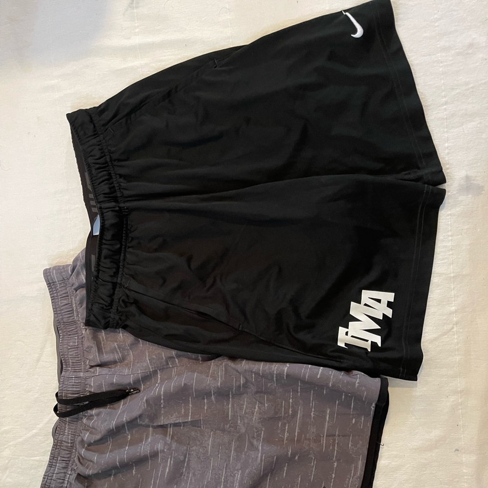 2- Nike and under armour gym shorts black gray
